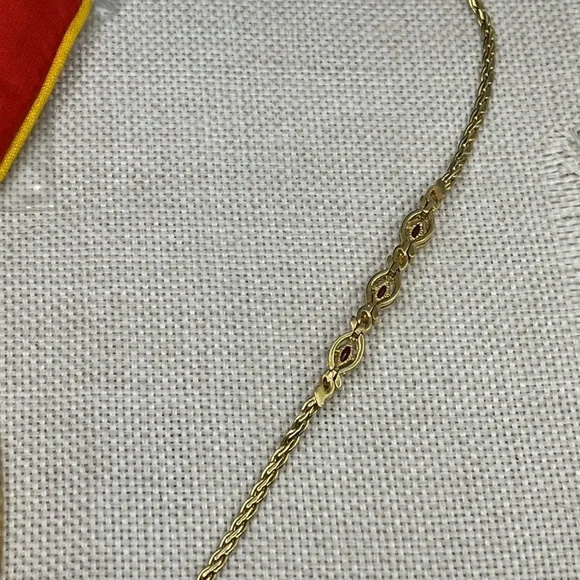 ✨ Vintage 925 Sterling Silver Gold Vermeil Ruby & CZ Tennis Bracelet - 7.25” - Picture 12 of 17